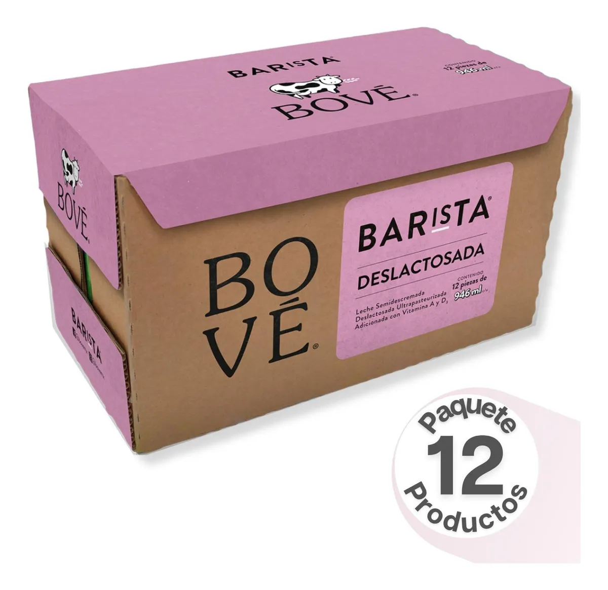 Pack 12 Leche Semidescremada Deslactosada Bové